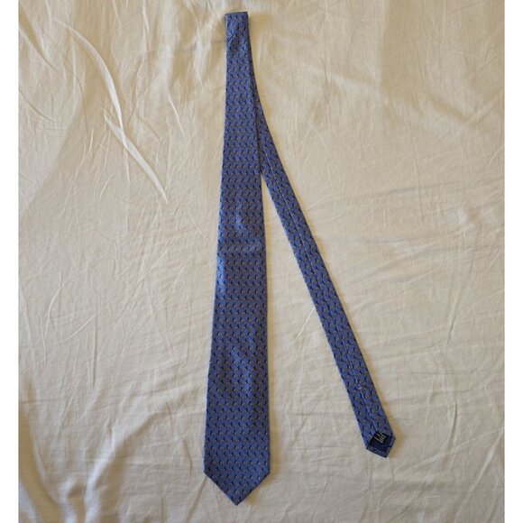 Gucci Vintage Silk Tie Blue Horsebit Equestrian Print 100% Silk Made in Italy - Picture 7 of 10